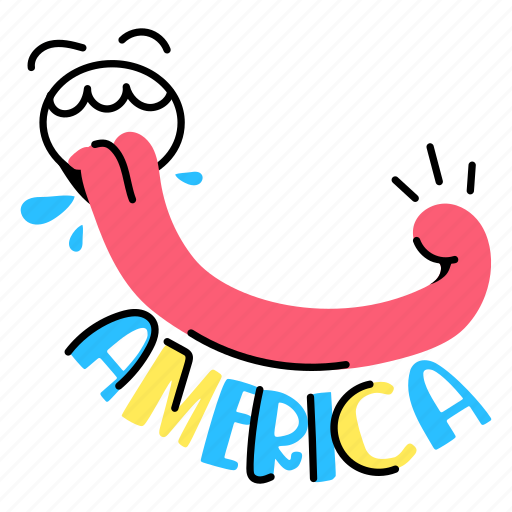 America, lips, mouth, tongue, speak sticker - Download on Iconfinder