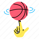 basketball game, basketball trick, basketball spin, finger spin, basketball 