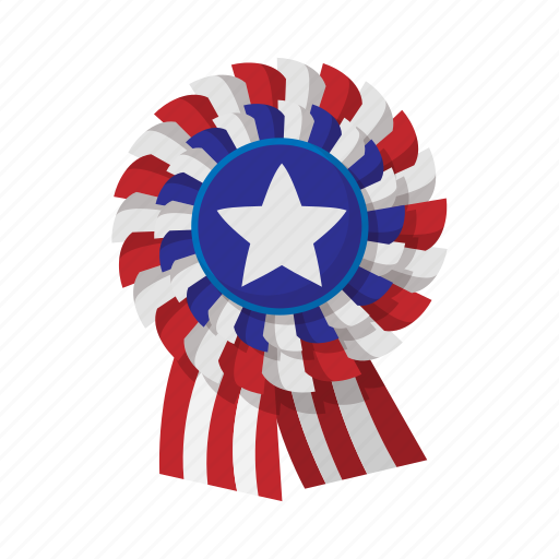 American, cartoon, independence, july, ribbon, rosette, usa icon - Download on Iconfinder