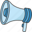 megaphone, announce, promote, speaker, loud 