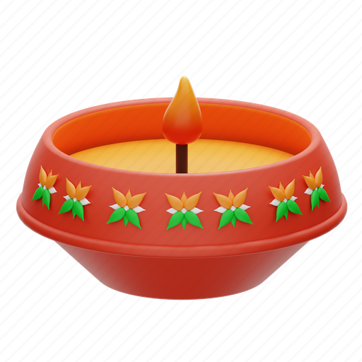 Indian, candle, hindu, india, festival, decoration, light 3D illustration - Download on Iconfinder