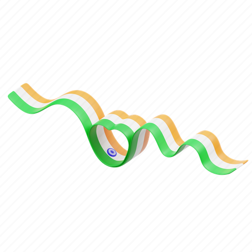 Indian, flag, ribbon, country, india, national, nation 3D illustration - Download on Iconfinder