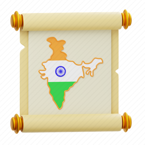 Indian, map, india, location, country, nation, flag 3D illustration - Download on Iconfinder