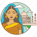 avatar, bindi, india, indian, sari, taj mahal, woman