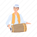 drum musician, drummer, indian drummer, musical instrument, man drummer