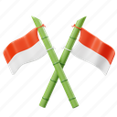 bamboo, flag, indonesia, indonesian, national, independence, celebration, nation flag, decoration 