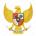 garuda, pancasila, golden, sign, indonesia, indonesian, eagle 