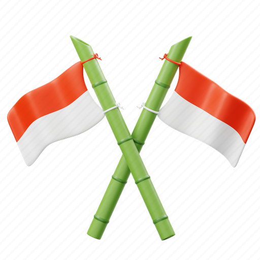 Bamboo, flag, indonesia, indonesian, national, independence, celebration 3D illustration - Download on Iconfinder
