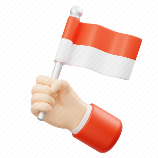 Hand, indonesian, flag, indonesia, national, independence, celebration 3D illustration - Download on Iconfinder