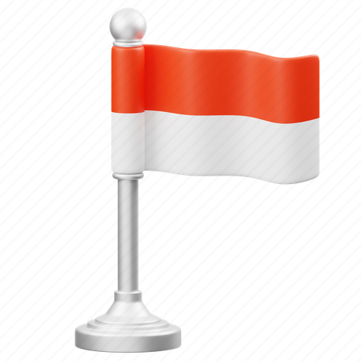Indonesian, flagpole, indonesia, flag, national, independence, nation flag 3D illustration - Download on Iconfinder