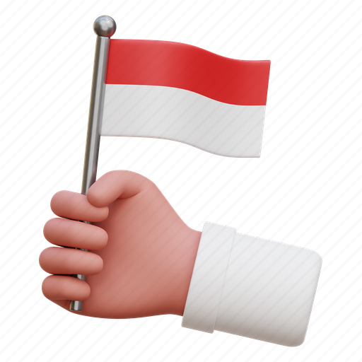 Hand, indonesia, flag, nation, independence day 3D illustration - Download on Iconfinder
