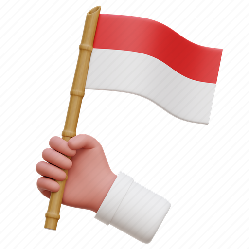 Hand, indonesia, flag, independence day 3D illustration - Download on Iconfinder