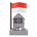 tombstone, memorial, remembrance, cemetery, indonesian heroes day, 3d icon, 3d illustration, 3d render, indonesia 