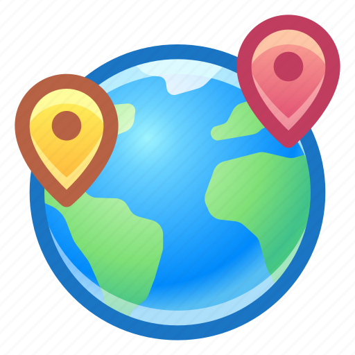 Pin, route, planet, earth, travel icon - Download on Iconfinder