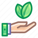hand, eco, leaves, green