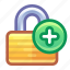 lock, security, encryption, add 