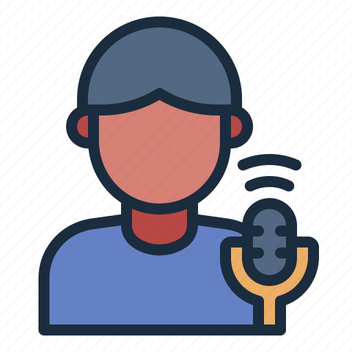 Podcaster, people, broadcast, influencer, profession, job, communication icon - Download on Iconfinder