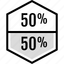 half, percent, fifty, infographic