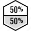 half, percent, fifty, infographic 