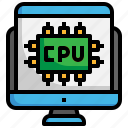 cpu, tower, chip, silhouette, processing, processor, color