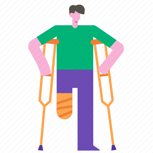 Disability, disabled, leg, people, person, patient, crutch icon - Download on Iconfinder