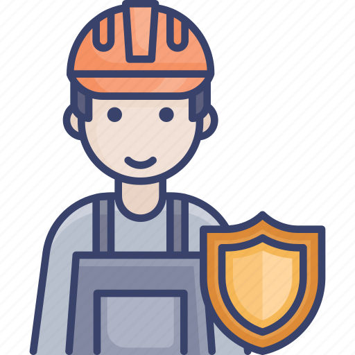 Construction, contractor, helmet, insurance, man, protection, shield icon - Download on Iconfinder
