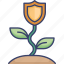 growth, insurance, plant, protection, security, shield 