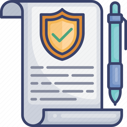 Contract, document, insurance, paper, pen, protection, security icon - Download on Iconfinder