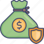 bag, dollar, finance, insurance, money, protection, security 