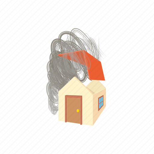 Broken, cartoon, collapse, flying, house, hurricane, wind icon - Download on Iconfinder