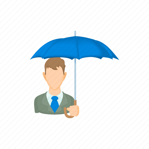 Cartoon, face, guy, man, suit, tie, umbrella icon - Download on Iconfinder