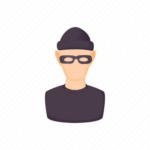 Bandit, cartoon, criminal, glasses, hat, head, t-shirt icon - Download on Iconfinder