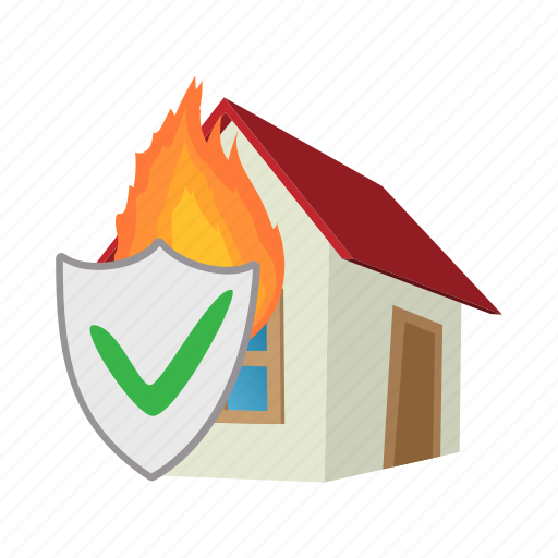 Cartoon, fire, home, house, insurance, property, protection icon - Download on Iconfinder