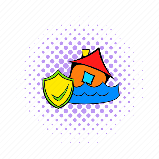 Comics, disaster, flood, home, house, insurance, water icon - Download on Iconfinder