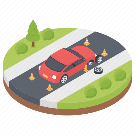 Car accident, car burst, car crash, road accident, road tragedy, traffic accident, tyre puncher icon - Download on Iconfinder