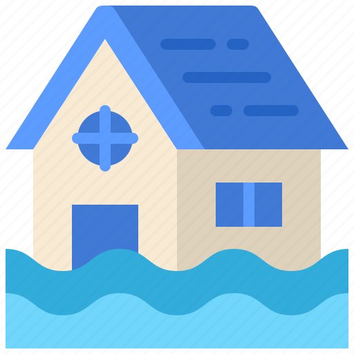 Flood, natural disaster, home, house, insurance, property icon - Download on Iconfinder