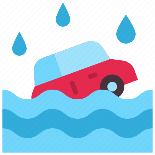 Flood, natural disaster, car, accident, insurance icon - Download on Iconfinder