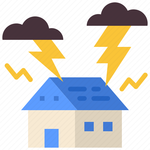 Lightning, thunder, weather, insurance, house, home icon - Download on Iconfinder
