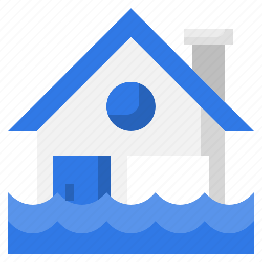 Flood, flooded, house, insurance, sea, level, security icon - Download on Iconfinder