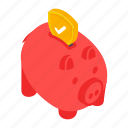 piggy bank, money collection, storage, insurance, coin, shield, savings