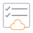checklist, cloud, project, server, storage