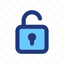 unlocked padlock, security setting, free access, unlock