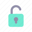 unlocked padlock, security setting, folder access, open lock 