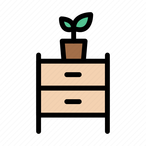 Decoration, drawer, interior, plant, table icon - Download on Iconfinder