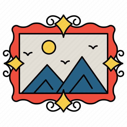 Picture, frame, image, photo, mountains, sun icon - Download on Iconfinder