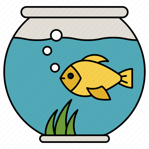 Fish, water, bubbles, pot, plant icon - Download on Iconfinder