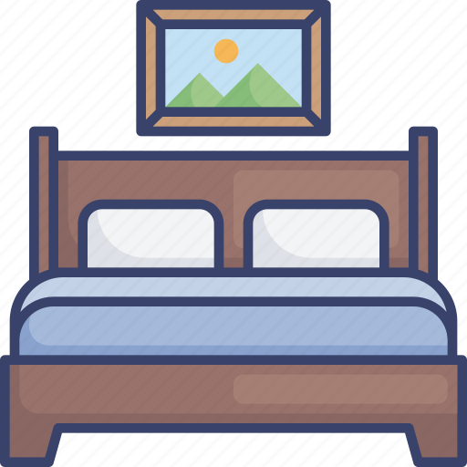 Bed, bedroom, frame, furnishing, furniture, picture, sleep icon - Download on Iconfinder