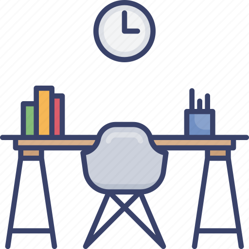 Chair, clock, desk, furnishing, furniture, interior, office icon - Download on Iconfinder