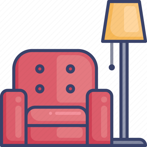 Armchair, chair, furniture, lamp, lighting, living, room icon - Download on Iconfinder