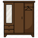 cupboard, mirror, drawers, furniture, cabinet, hanger, closet